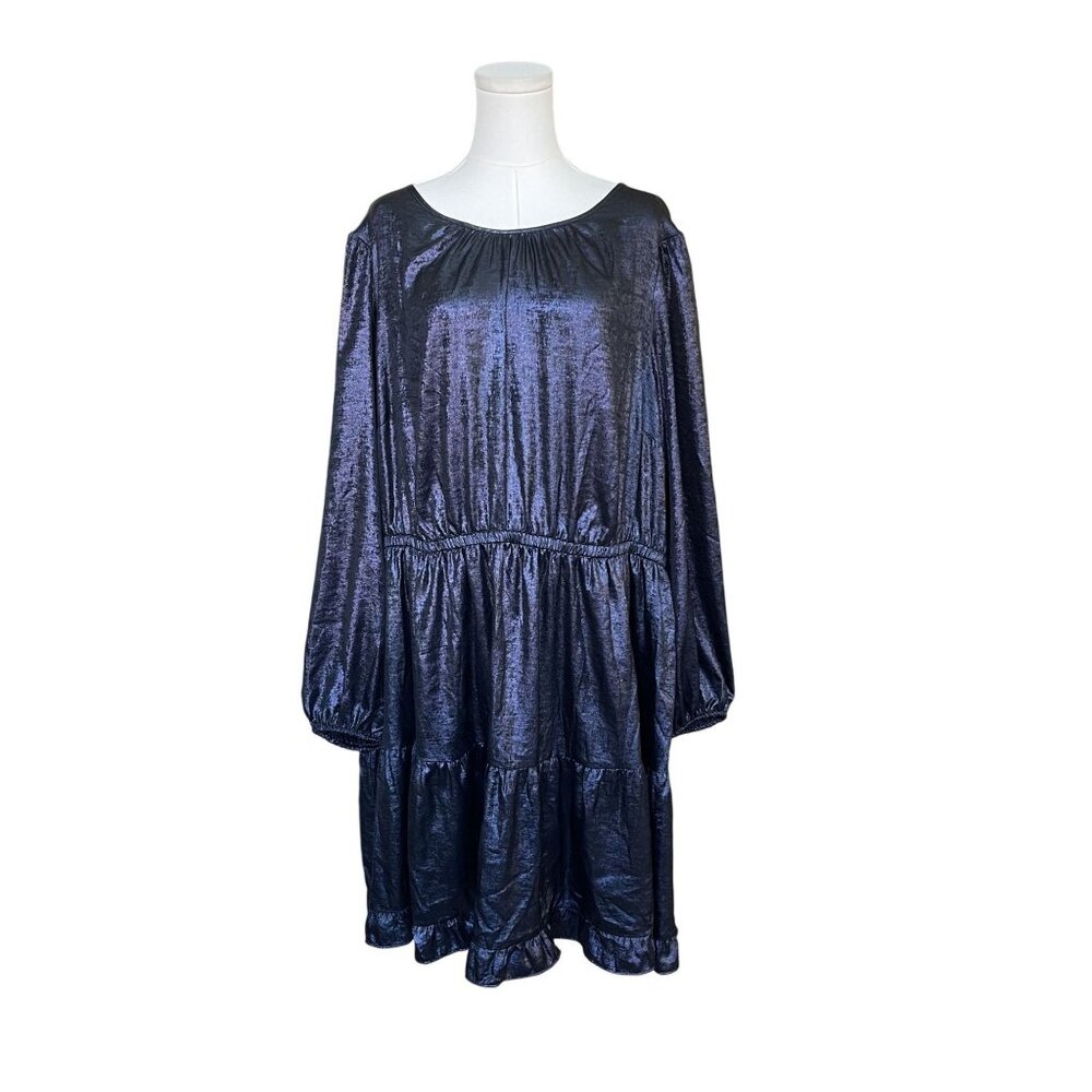 Lane Bryant Metallic Ruffle Tiered Mini Dress Sz‎ 22 NWT Whimsigoth Fairy Grunge